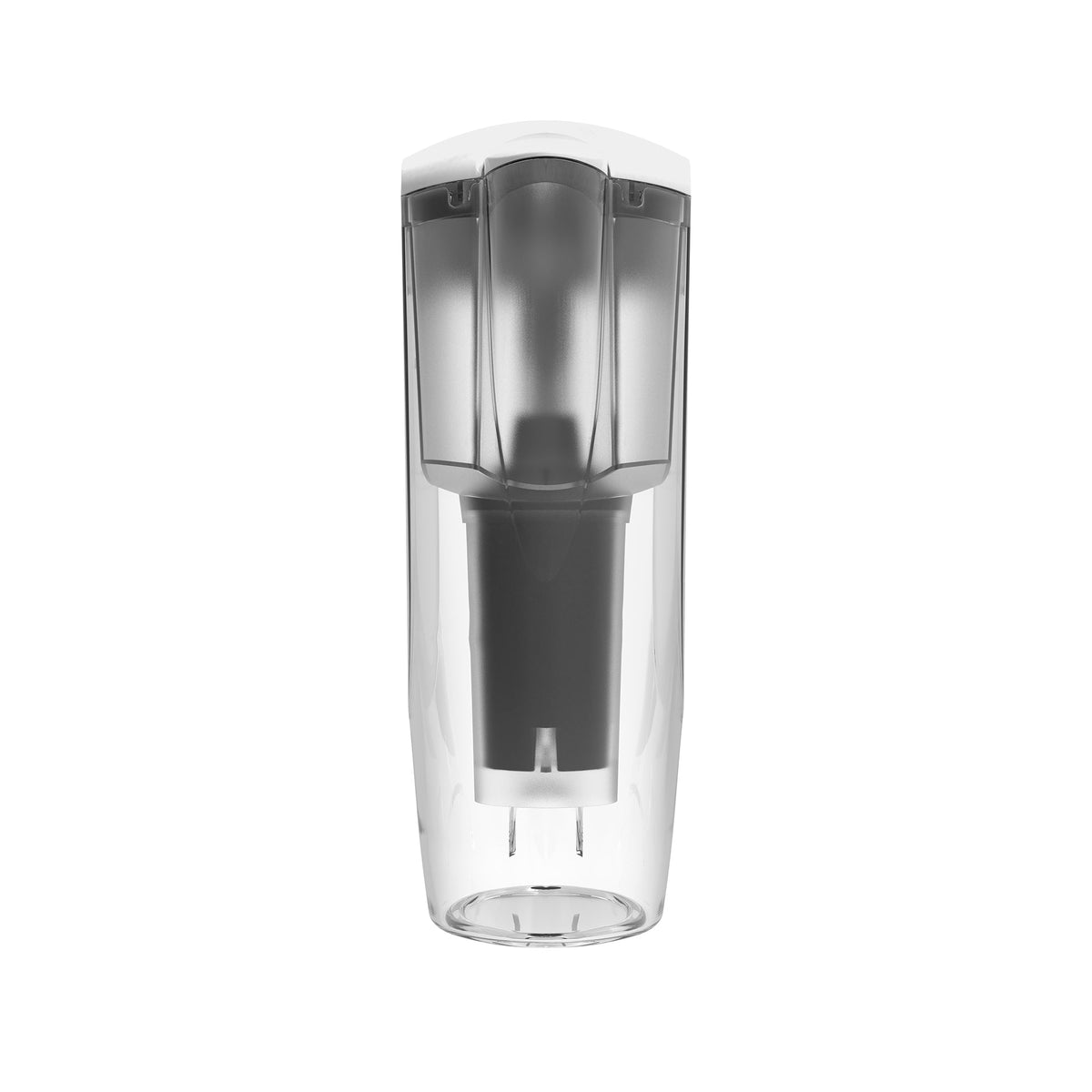 Drinkpod alkaline water filter pitcher in white, front view, 2.5 litre