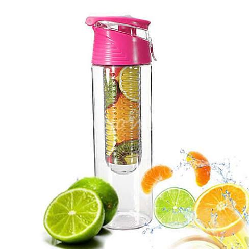 Fruit Infusion water bottle shown with fresh fruit in the infuser chamber