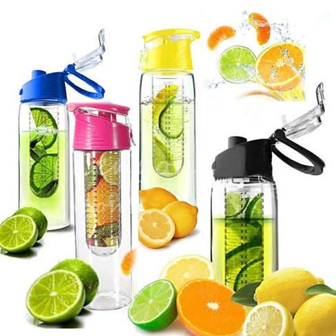 Fruit Infusion water bottle colour options, 20 oz BPA-free infuser bottles